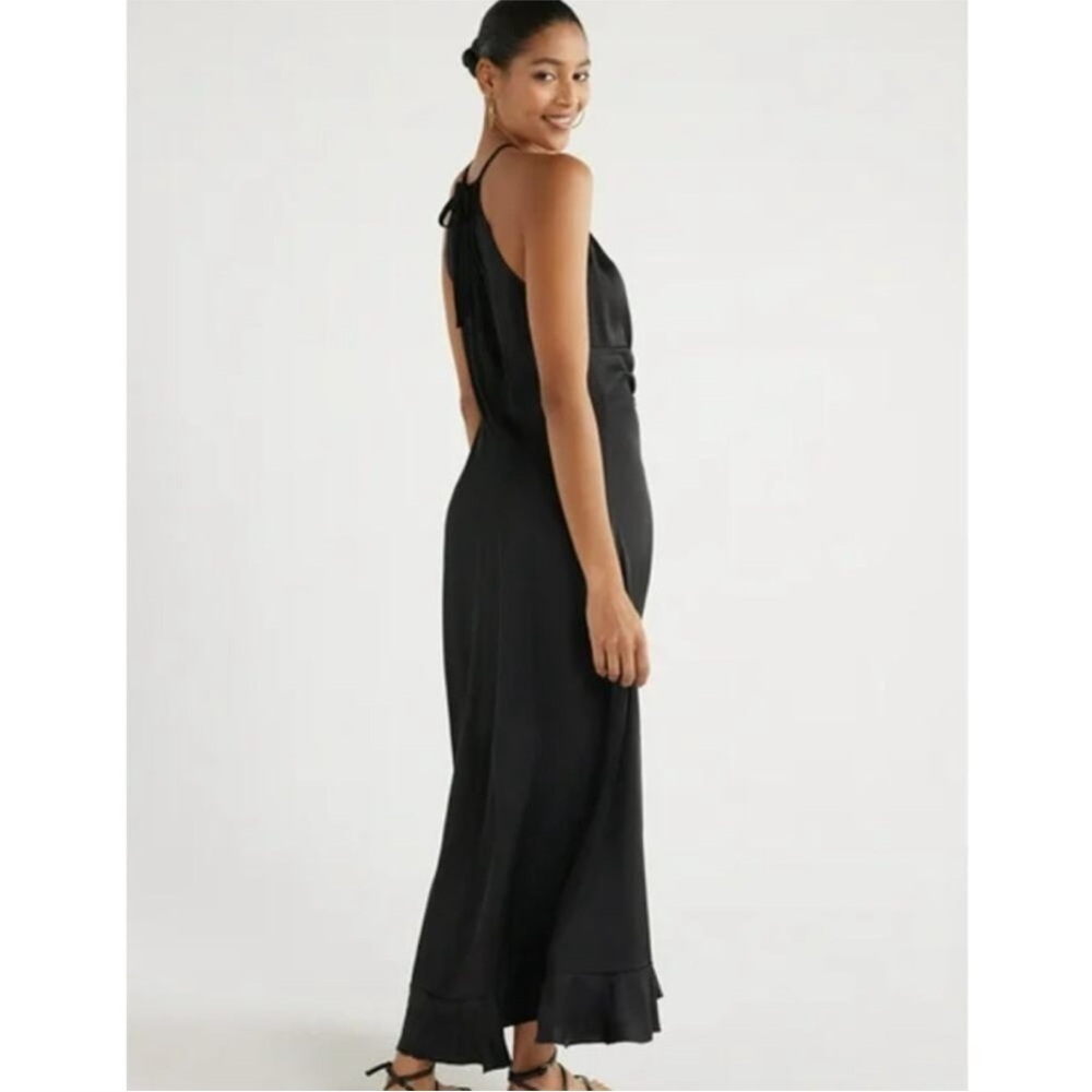Chic Black Gathered Maxi Dress - Picture 3 of 10